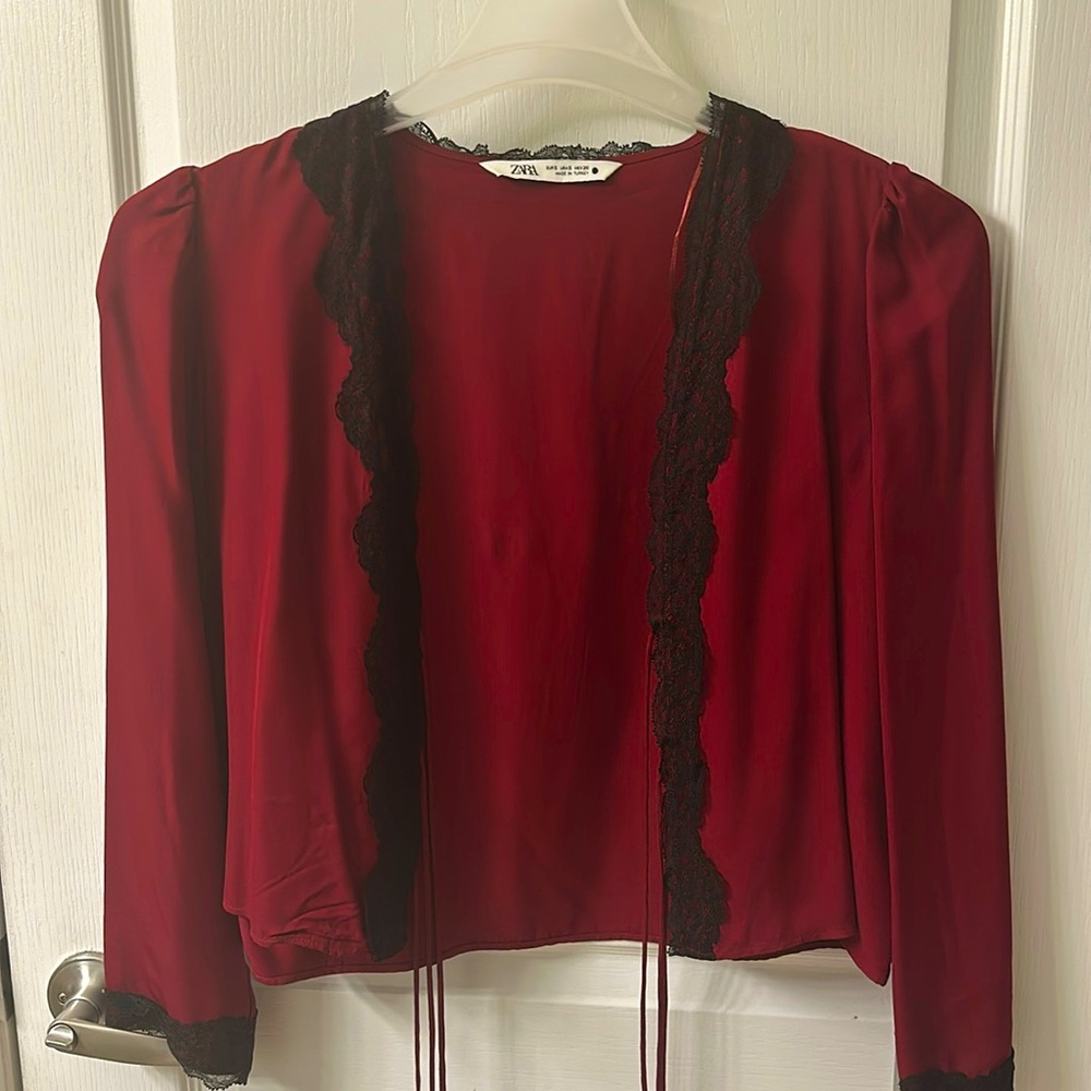 Zara silky maroon blouse